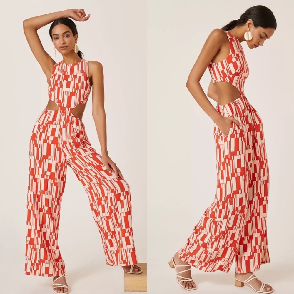 Corey Lynn Calter Cutout Wide-Leg Jumpsuit EUC